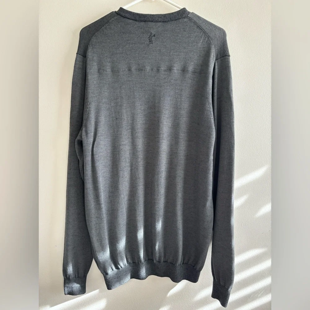 Ashworth Charcoal V-Neck Sweater Merino Wool XL Golf
